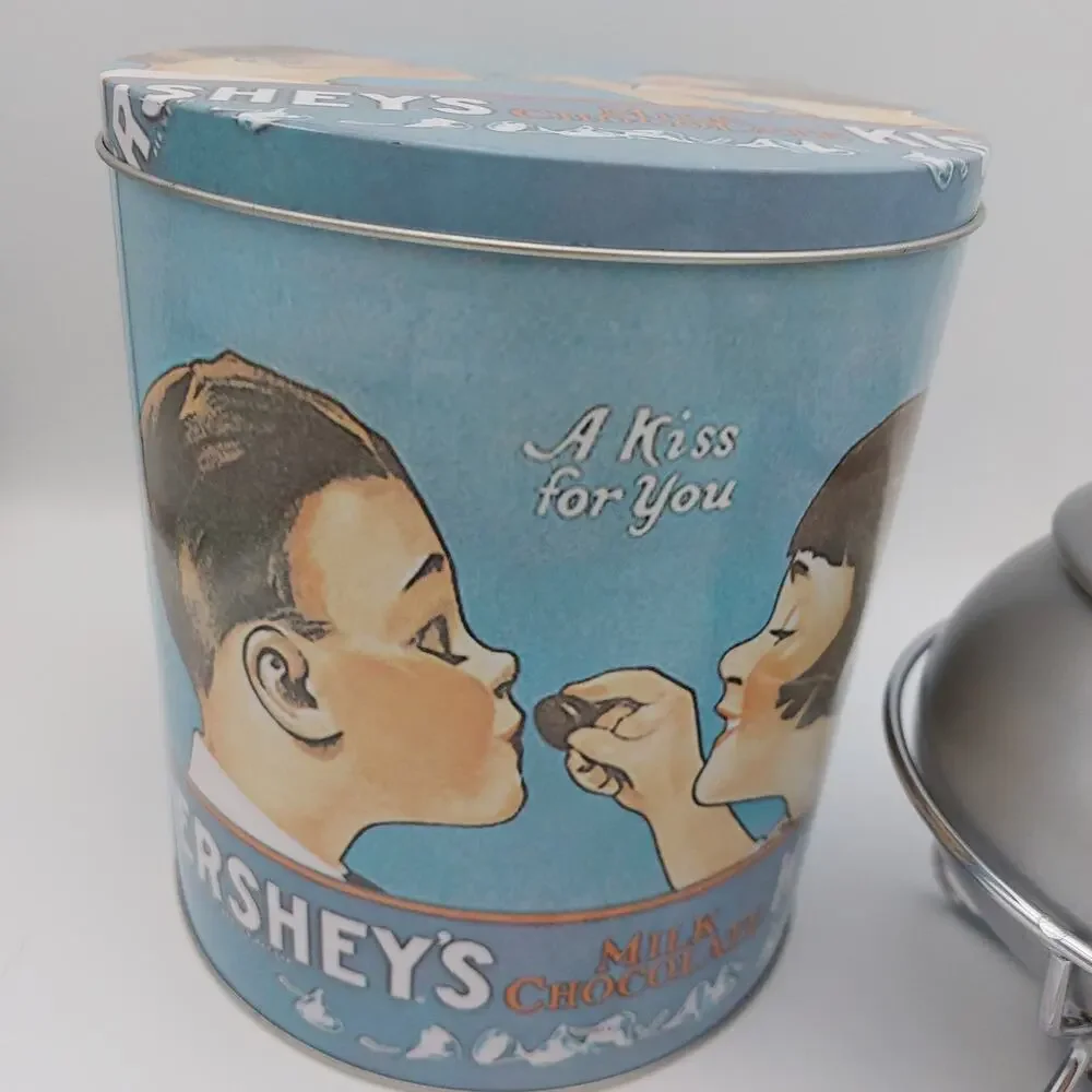 2008 Hershey's Kisses 100th Anniversary Fondue Set Ceramic Silver Pot Tin Forks